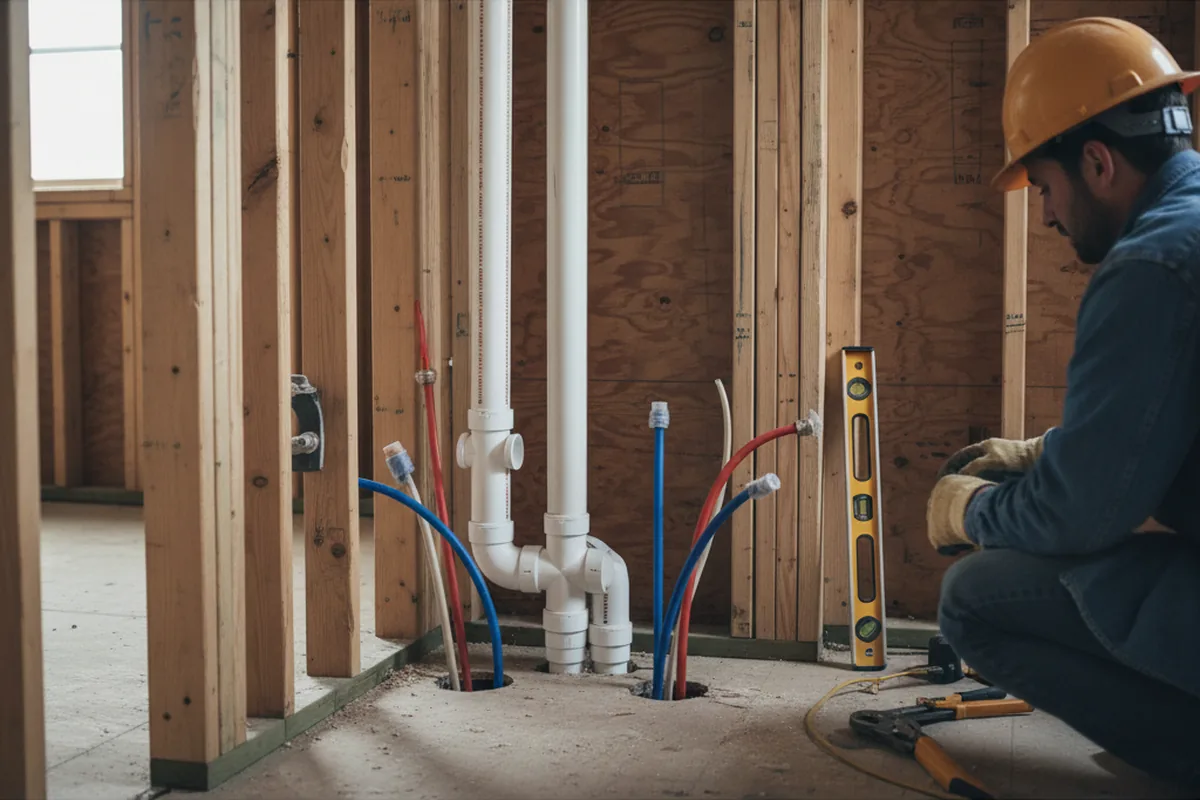 Drain and supply rough-in during Sump Pump Repair in Earleville