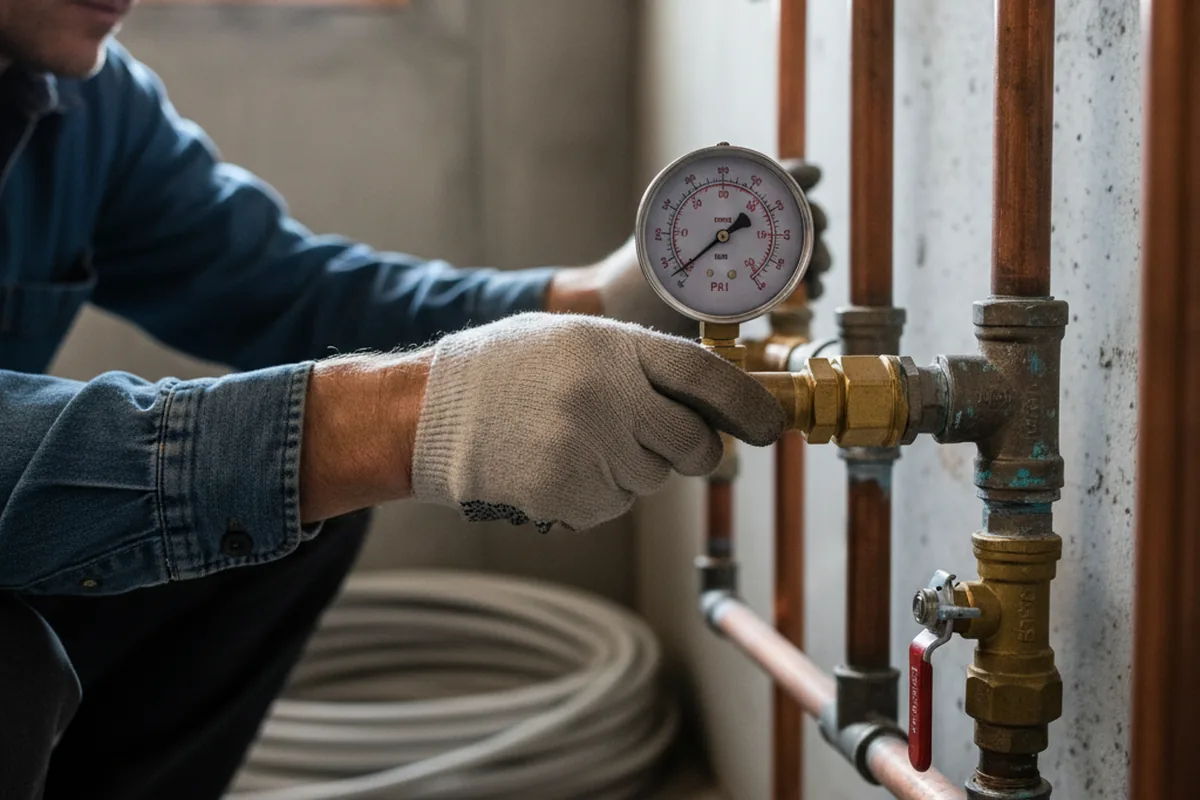 Pressure testing a repaired line during Water Line Repair in Earleville